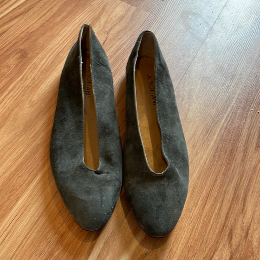 A. Soliani Italian blue/charcoal flats